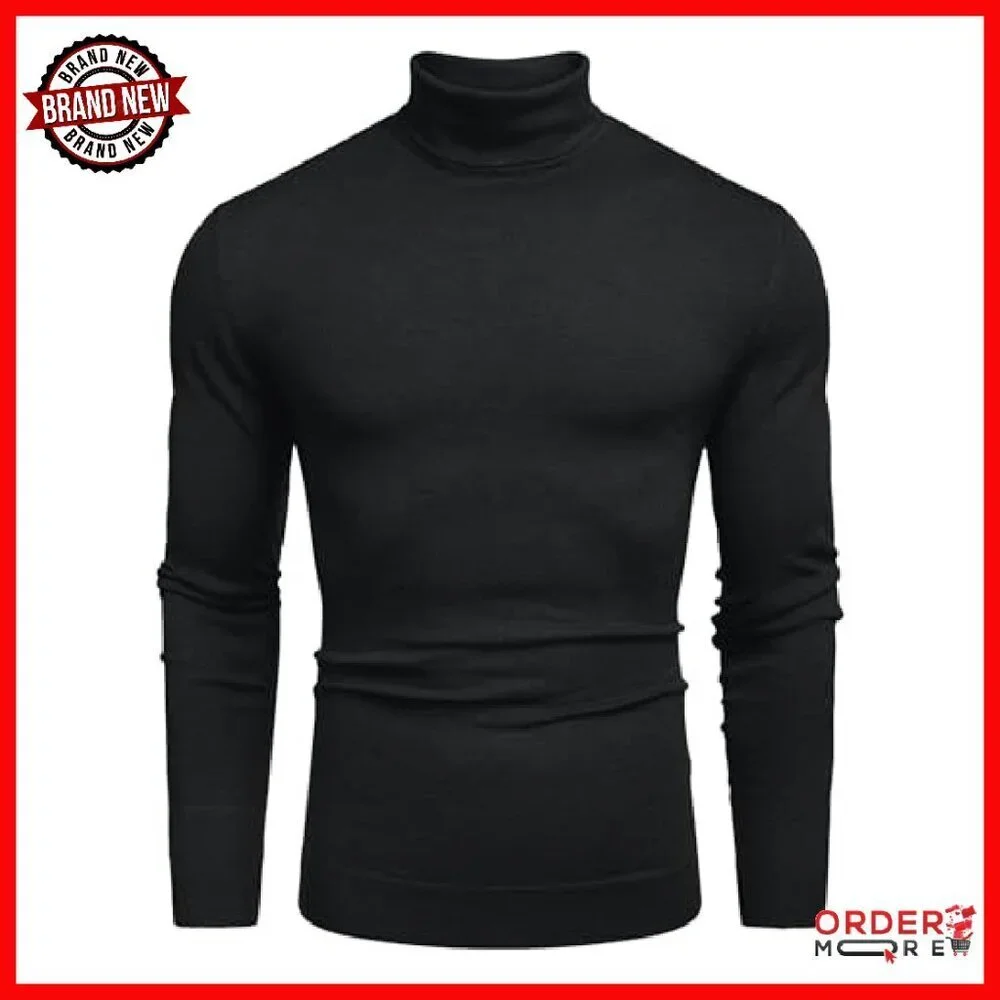 Men's Slim Fit Turtleneck Sweater Soft Knit Pullover Long Sleeve